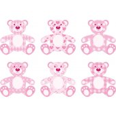 Kit Autocolante decorativo infantil 6 urso rosa