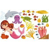 Kit Autocolante decorativo infantil ambiente marinho