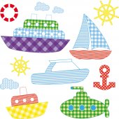 Kit Autocolante decorativo infantil barcos