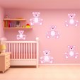 Kit Autocolante decorativo infantil 6 urso rosa