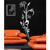 Autocolante decorativo flores com  borboleta