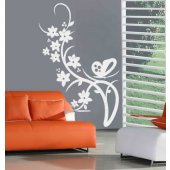 Autocolante decorativo flores com  borboleta