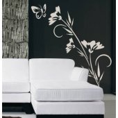 Autocolante decorativo flores com  borboleta