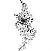 Autocolante decorativo flores com  borboleta