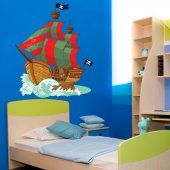 Autocolante decorativo infantil Barco pirata