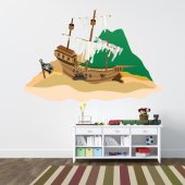 Autocolante decorativo infantil Barco pirata