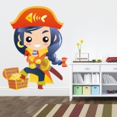 Autocolante decorativo infantil menina pirata