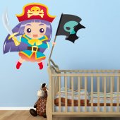 Autocolante decorativo infantil menina pirata