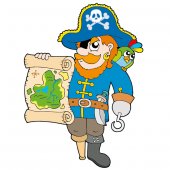 Autocolante decorativo infantil pirata pergaminho