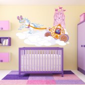 Autocolante decorativo infantil Princesa carro