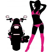 Autocolante decorativo mulher com motocicleta