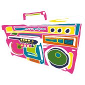 Autocolante decorativo rádio multicolorida