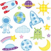 Kit Autocolante decorativo  12 infantil  espaço