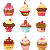 Kit Autocolante decorativo 9 Cupcake