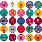 Kit Autocolante decorativo infantil 25 robôs