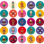 Kit Autocolante decorativo infantil 25 robôs