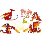 Kit Autocolante decorativo infantil 4 Dragons