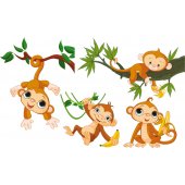 Kit Autocolante decorativo infantil 4 macacos