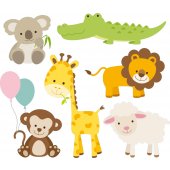 Kit Autocolante decorativo infantil 6 Animais