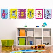 Kit Autocolante decorativo infantil 6 robôs