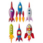 Kit Autocolante decorativo infantil 6 rockets