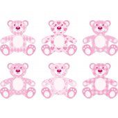 Kit Autocolante decorativo infantil 6 urso rosa