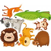 Kit Autocolante decorativo infantil 7 Animais