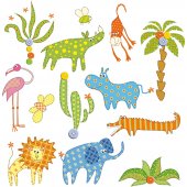 Kit Autocolante decorativo infantil 7 Animais