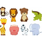 Kit Autocolante decorativo infantil 8 Animais