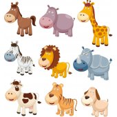 Kit Autocolante decorativo infantil 9 Animais