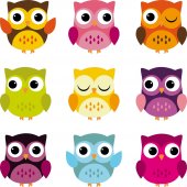 Kit Autocolante decorativo infantil 9 corujass