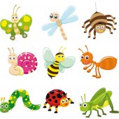 Kit Autocolante decorativo infantil 9 insetos