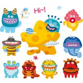 Kit Autocolante decorativo infantil 9 monstro