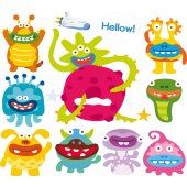 Kit Autocolante decorativo infantil 9 monstro