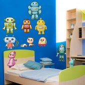 Kit Autocolante decorativo infantil 9 robôs