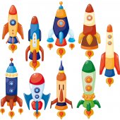 Kit Autocolante decorativo infantil 9 rockets