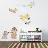 Kit Autocolante decorativo infantil aviões