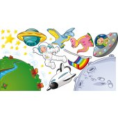 Kit Autocolante decorativo infantil espaço planetas