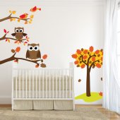 Kit Autocolante decorativo infantil pássaro com corujass