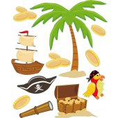 Kit Autocolante decorativo infantil piratas