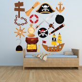 Kit Autocolante decorativo infantil piratas