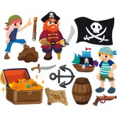 Kit Autocolante decorativo infantil piratas