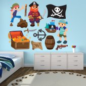 Kit Autocolante decorativo infantil piratas