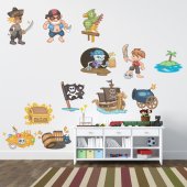 Kit Autocolante decorativo infantil piratas