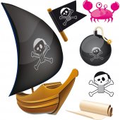 Kit Autocolante decorativo infantil piratas