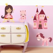 Kit Autocolante decorativo infantil princesa