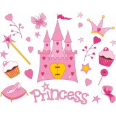 Kit Autocolante decorativo infantil princesa acessóriose
