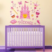 Kit Autocolante decorativo infantil princesa acessóriose